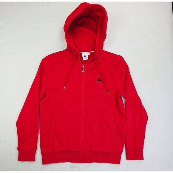 Le Coq Sportif Size Medium Red Men Full Zip Embroidered Chest Logo Cotton Hoodie - Picture 1 of 10